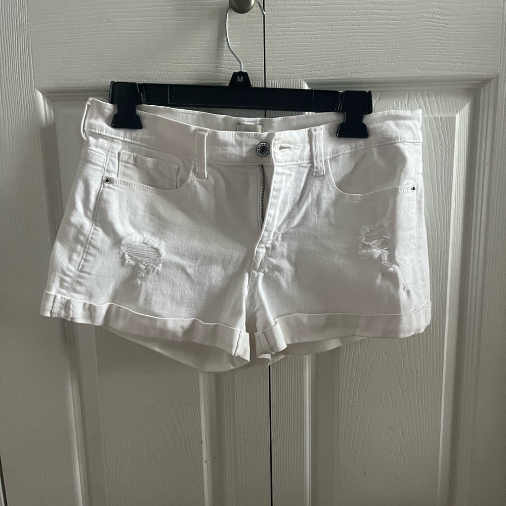 Sneak Peek White Distressed Jean Shorts